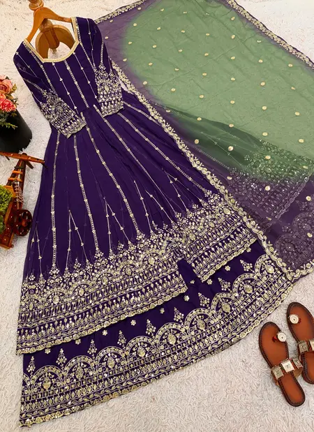 Sr 1696 Faux Georgette With Embroidery Sequence Work Top With Lahenga Dupatta Suppliers In India